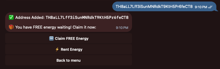 Address Added Confirmation